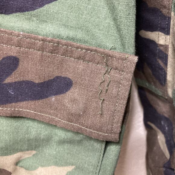 US ARMY Combat Field Jacket Small Long Hot Weather Woodland Camo RipStop Flaws* - Picture 6 of 16